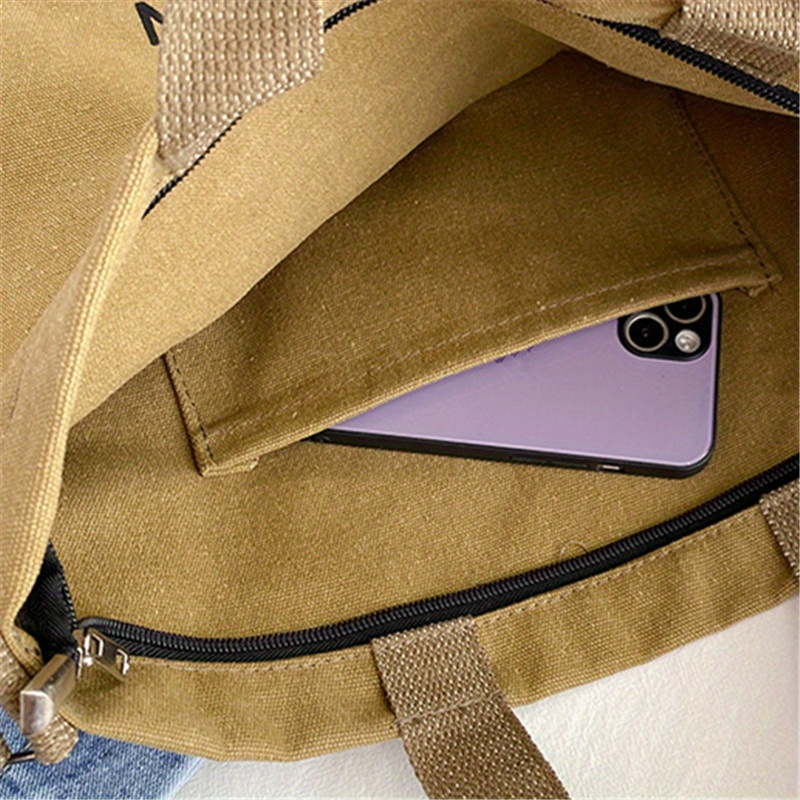 Canvas Tote Bag - 패셔너블한 일본식 캔버스 토트백, 레터 프린트,