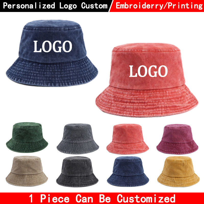 Women'S Fashion Visor - 커스텀 로고 데님 버킷햇 패션 워싱