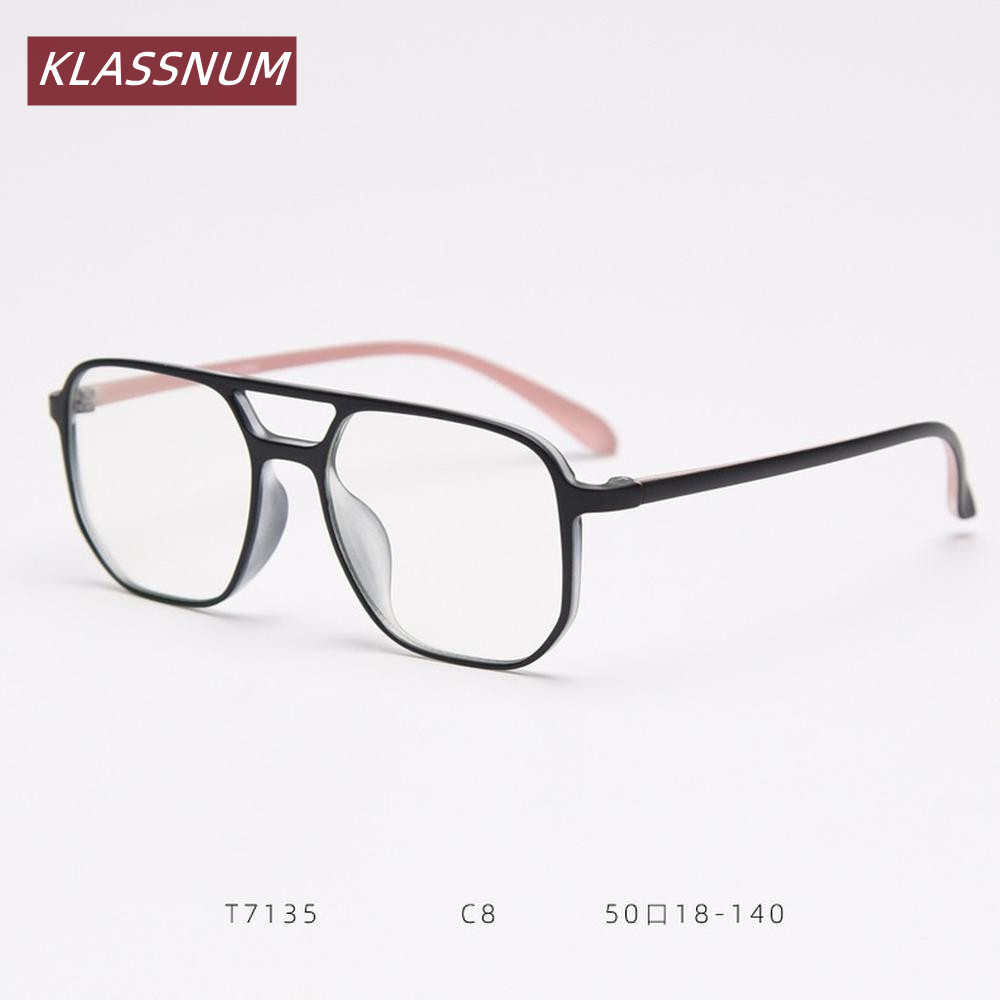 Women'S Fashion Glasses Non Prescription - KLASSNUM 더블 브리지 스퀘어 안경 프레임