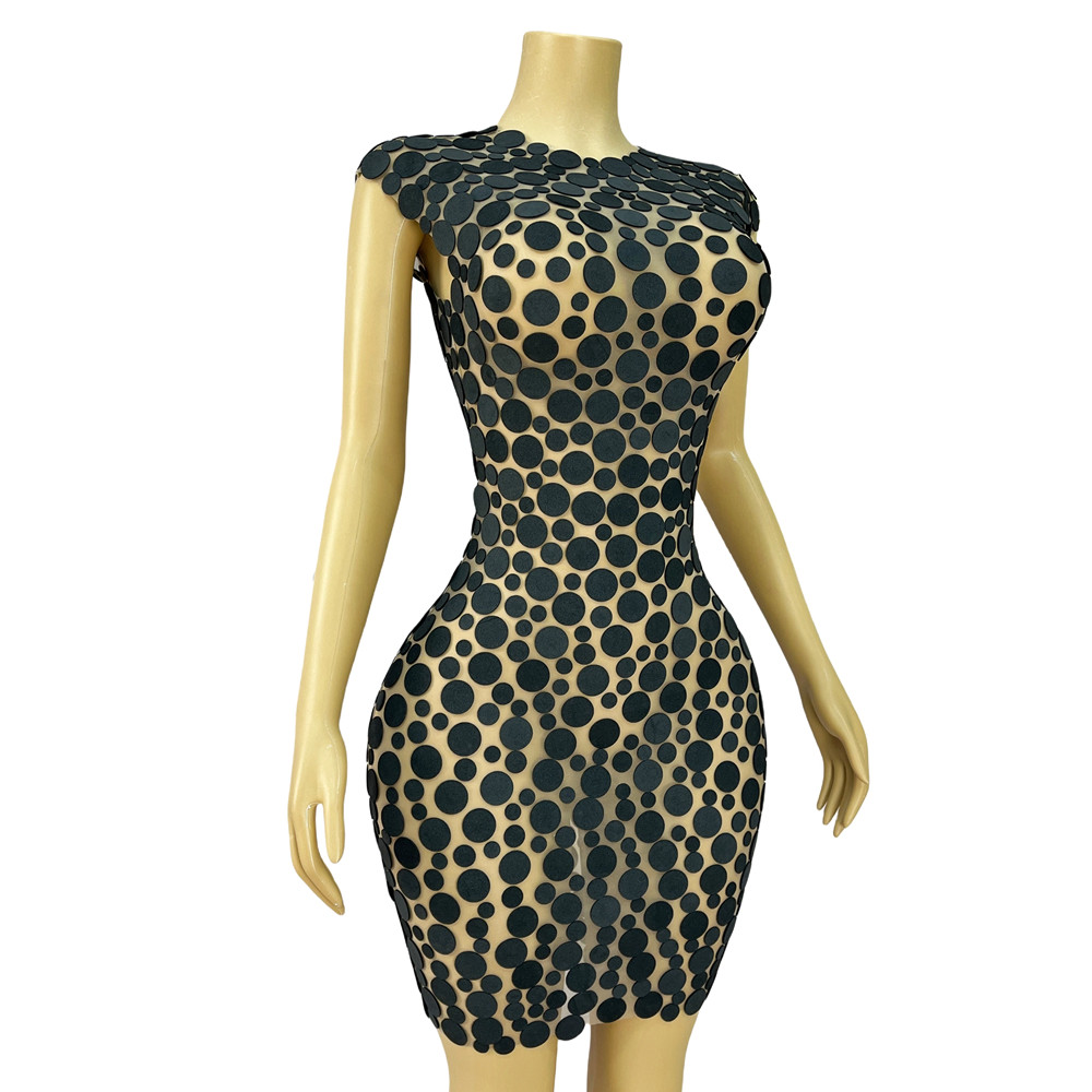 Women Fashion Designer Dresses Photos - 패션 디자인 화이트 도트 폼 슬리브리스