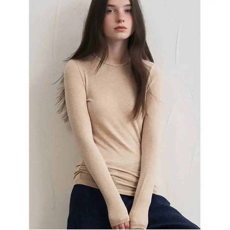 Women'S Fashion Q - 여성 캐시미어 혼합 긴소매 상의 가을