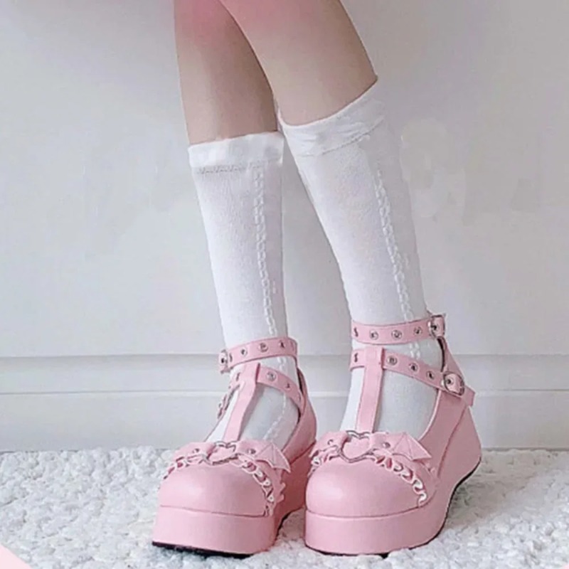 새로운 스위트 하트 버클 웨지 메리 제인 여성 핑크 티 - Women'S Fashion Walking Shoes 리뷰 및 가격
