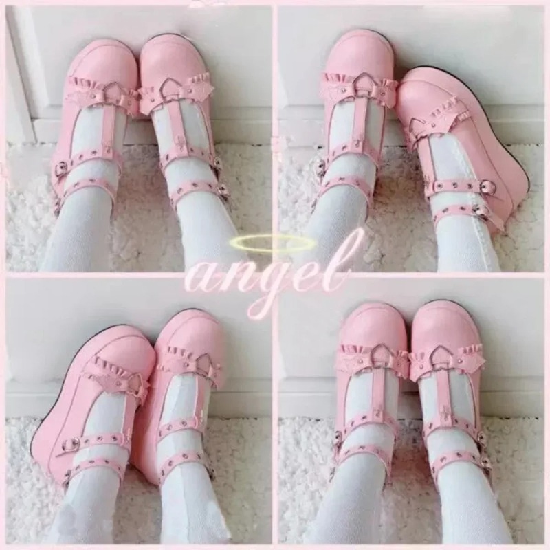 새로운 스위트 하트 버클 웨지 메리 제인 여성 핑크 티 - Women'S Fashion Walking Shoes 리뷰 및 가격