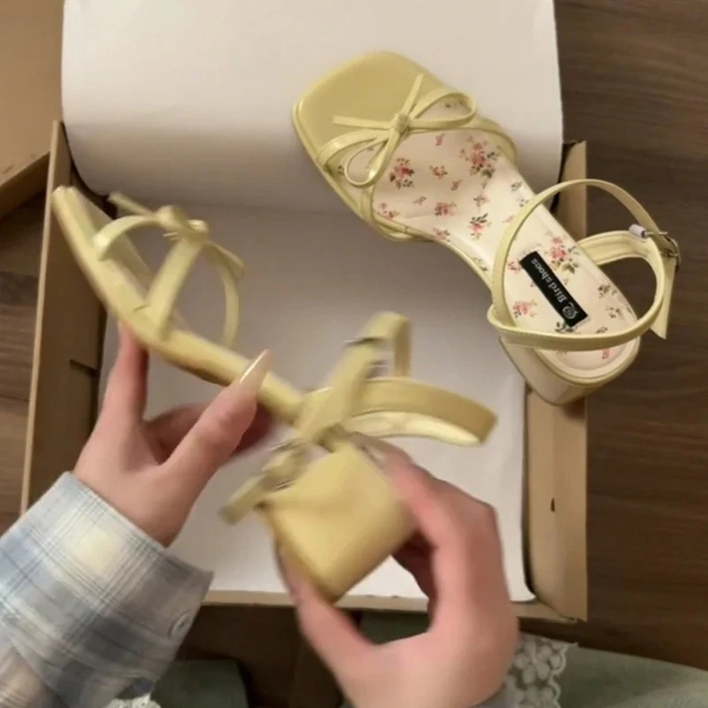 2026 여름 나비 매듭 굽 높은 여성 샌들 패션 플로 - Women'S Fashion Q 리뷰 및 가격