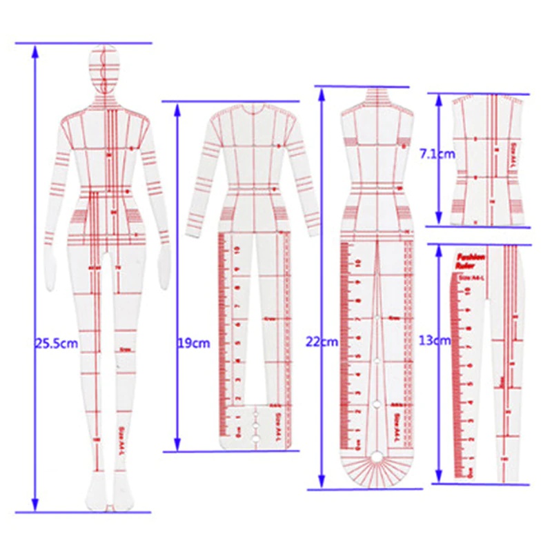 1 세트 여성 패션 드로잉 자, 패션 디자인용 피규어  - Women Fashion Figure Template 리뷰 및 가격