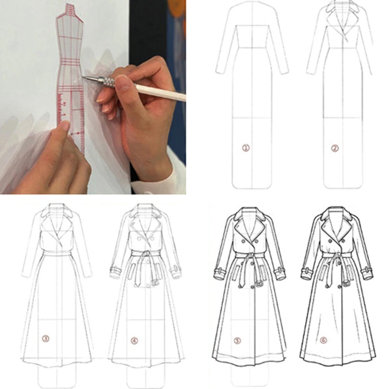 1 세트 여성 패션 드로잉 자, 패션 디자인용 피규어  - Women Fashion Figure Template 리뷰 및 가격