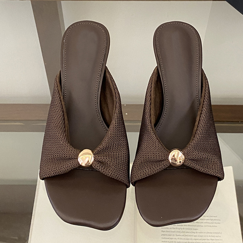 Liyke 여름 슬리퍼 여성 패션 금속 장식 스퀘어 발 - Women'S Fashion Designer Clothes 리뷰 및 가격