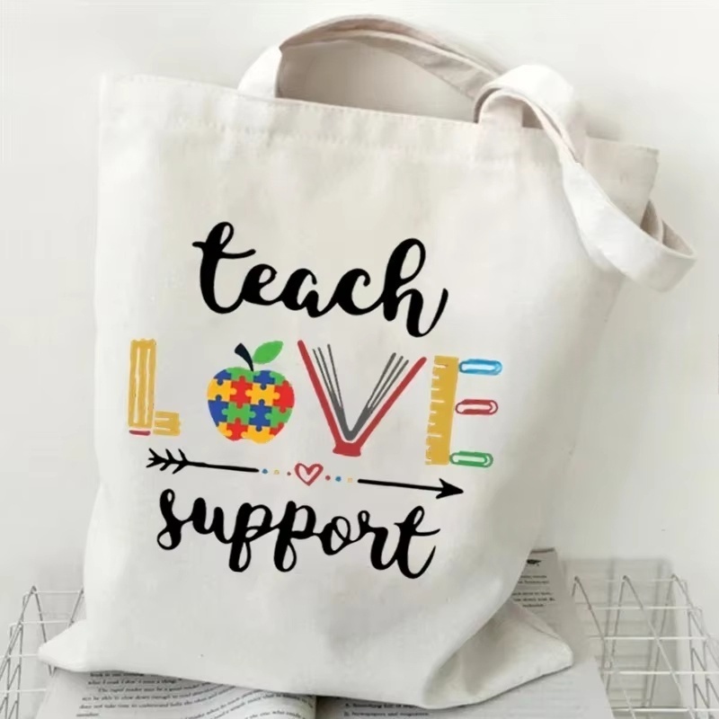 여성 캔버스 숄더백 티치 러브 인스파이어 프린트 애플  - Canvas Tote Bag 리뷰 및 가격