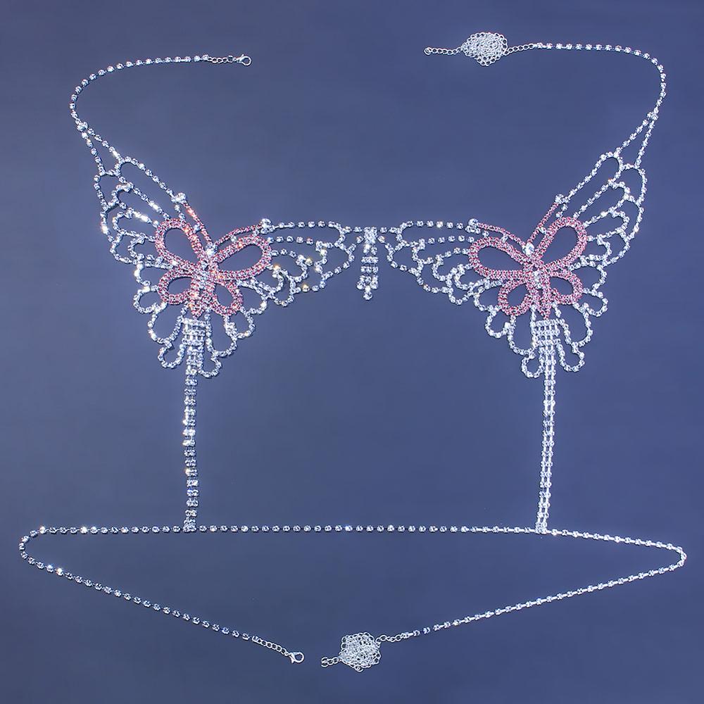 섹시한 나비 라인석 체인 바디 란제리 세트, 여성을 위 - Women'S Fashion Harness 리뷰 및 가격