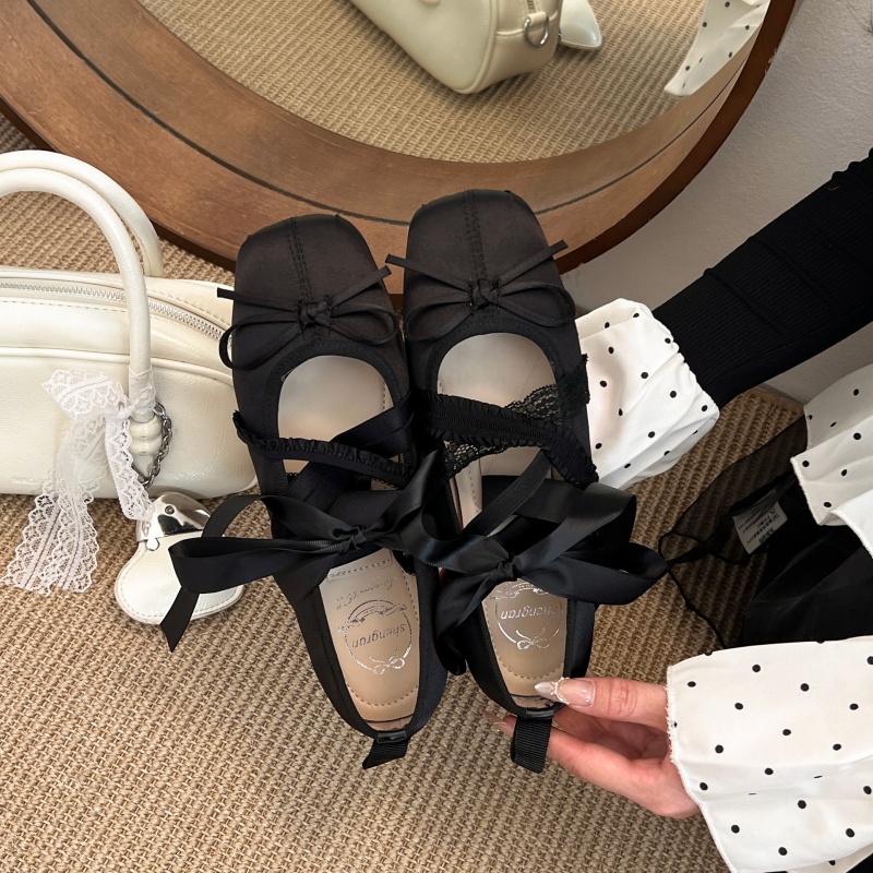 새로운 봄 편안한 레이스업 발레 스퀘어 토 로우컷 플랫 - Women'S Fashion Walking Shoes 리뷰 및 가격