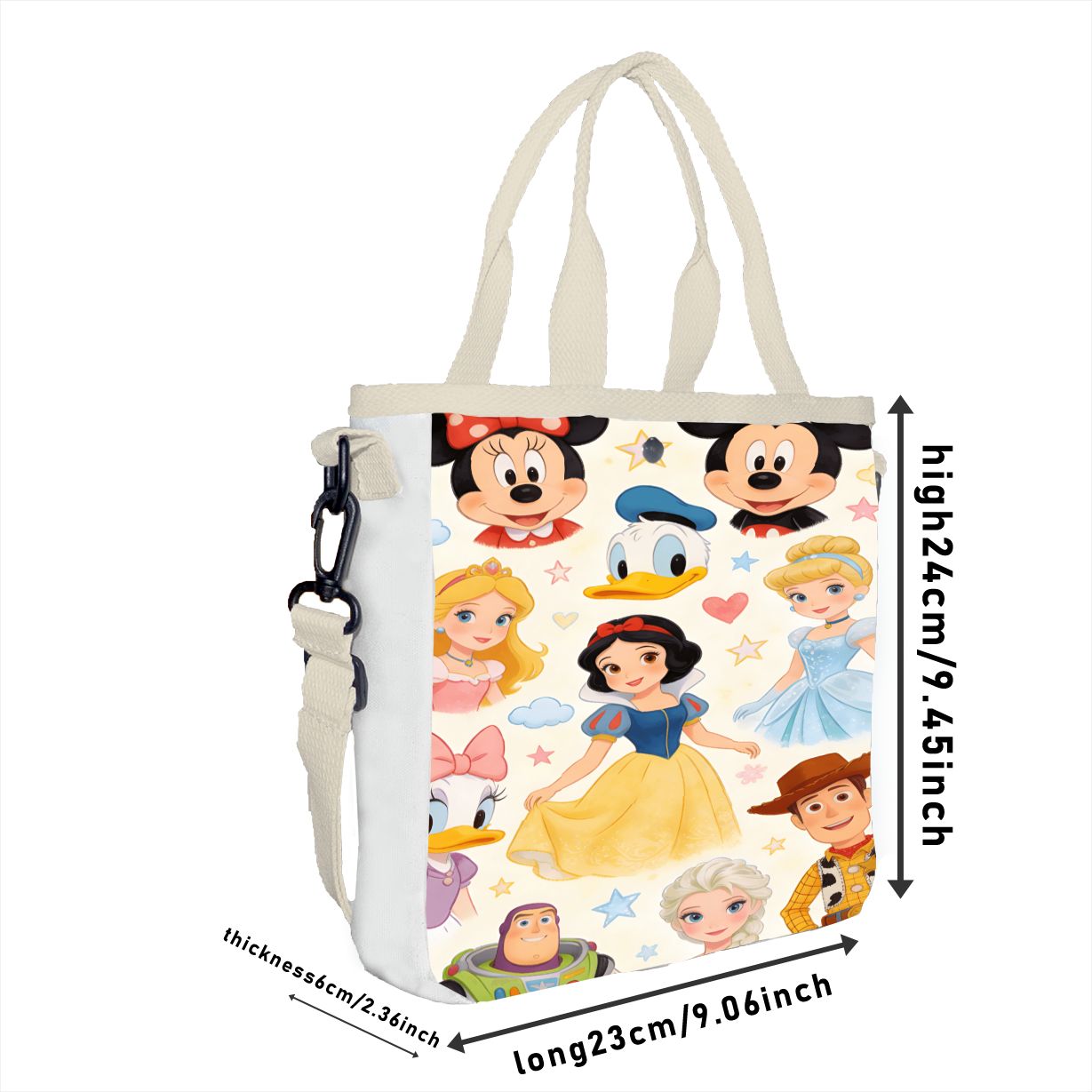 다기능 프린세스 토트백 탈부착 가능한 스트랩, 만화 프 - Canvas Tote Bag 리뷰 및 가격