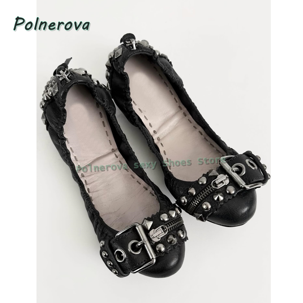 리벳 벨트 버클 메리 제인 슈즈 포인티드 토 플랫 얕은 - Women'S Fashion Walking Shoes 리뷰 및 가격