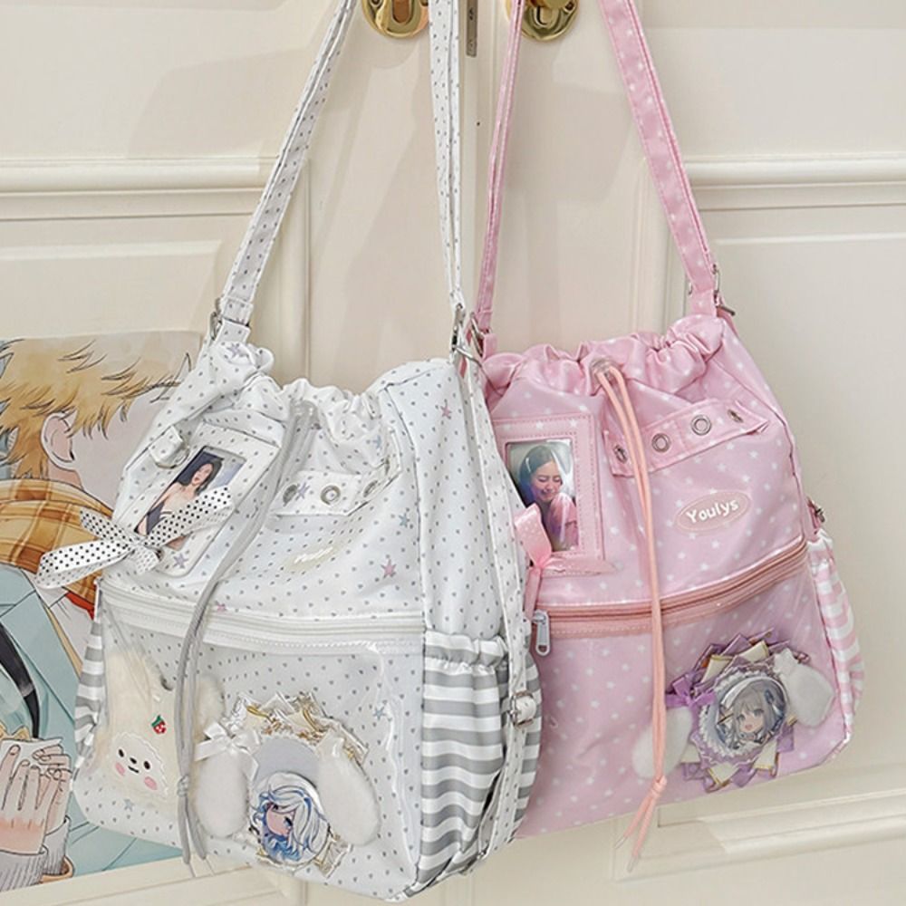 귀여운 폴카 도트 패턴 이타 백팩 드로스트링 투명 포켓 - Canvas Tote Bag 리뷰 및 가격