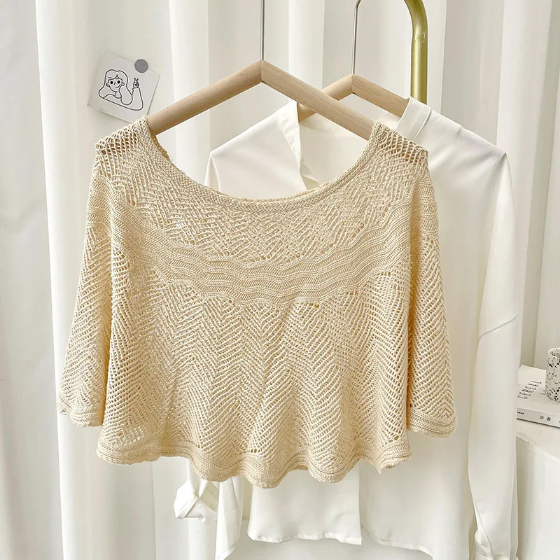 여성용 단색 할로우 아웃 판초 뜨게 코튼 스카프, 여름 - Women'S Fashion Poncho 리뷰 및 가격