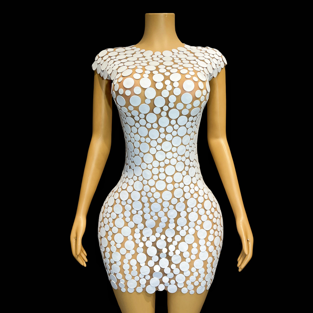 패션 디자인 화이트 도트 폼 슬리브리스 메쉬 짧은 드레 - Women Fashion Designer Dresses Photos 리뷰 및 가격