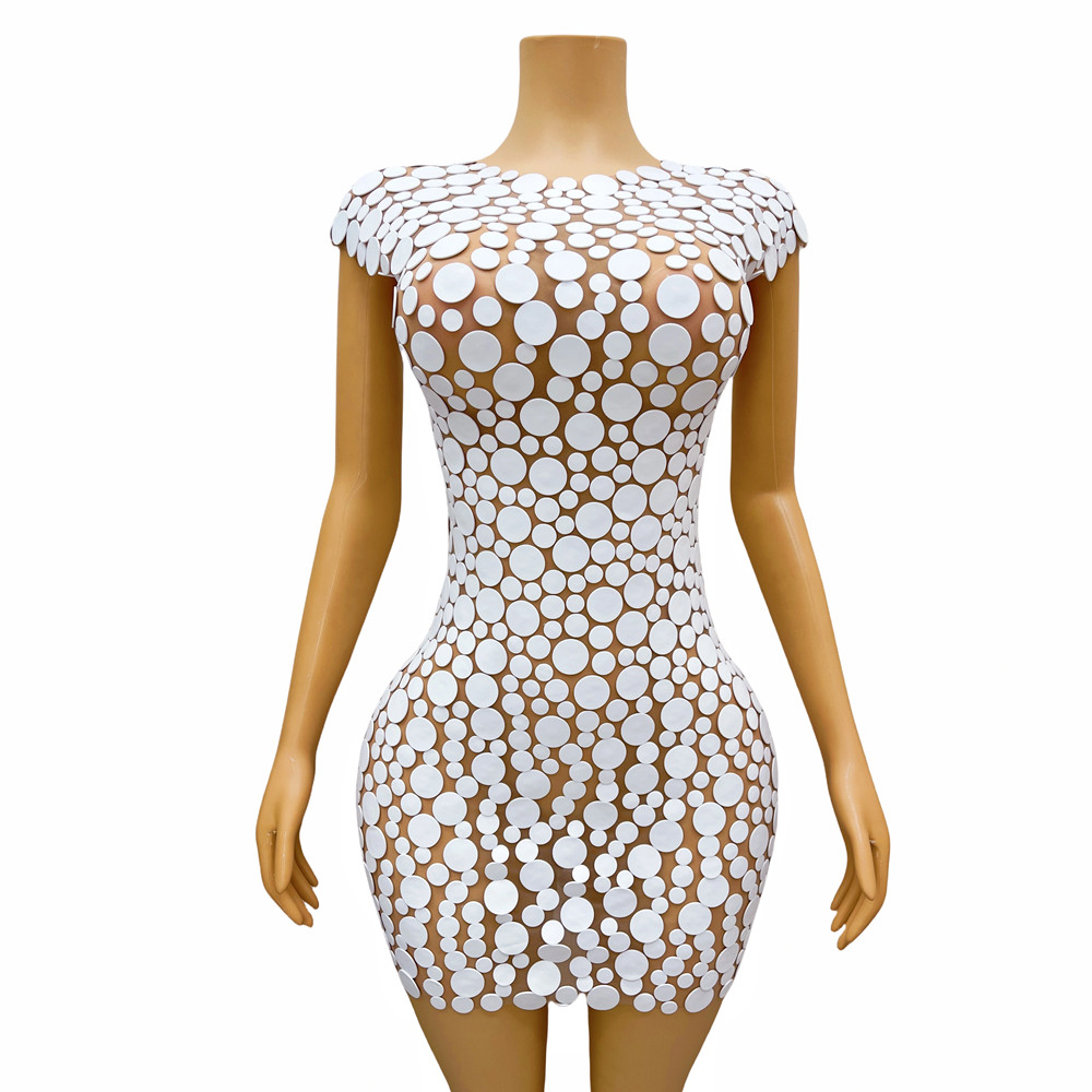 패션 디자인 화이트 도트 폼 슬리브리스 메쉬 짧은 드레 - Women Fashion Designer Dresses Photos 리뷰 및 가격