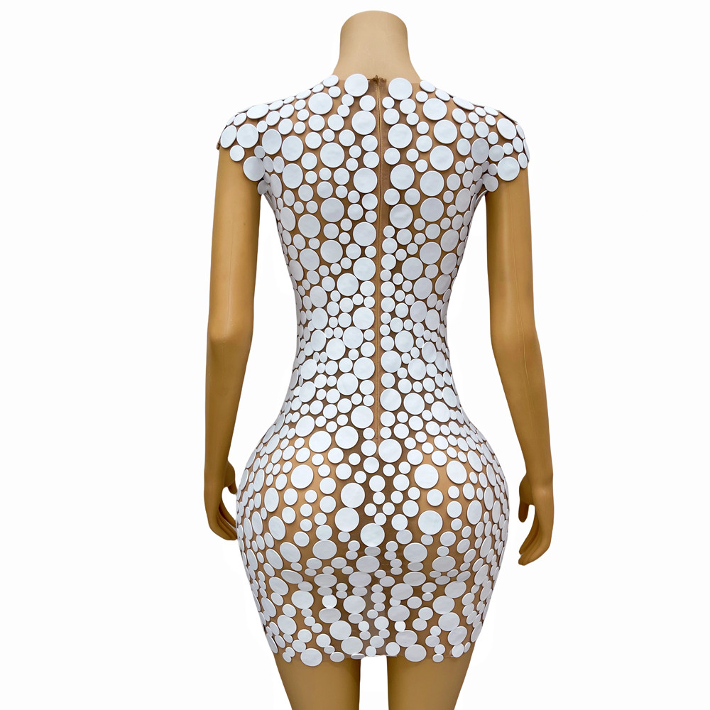 패션 디자인 화이트 도트 폼 슬리브리스 메쉬 짧은 드레 - Women Fashion Designer Dresses Photos 리뷰 및 가격