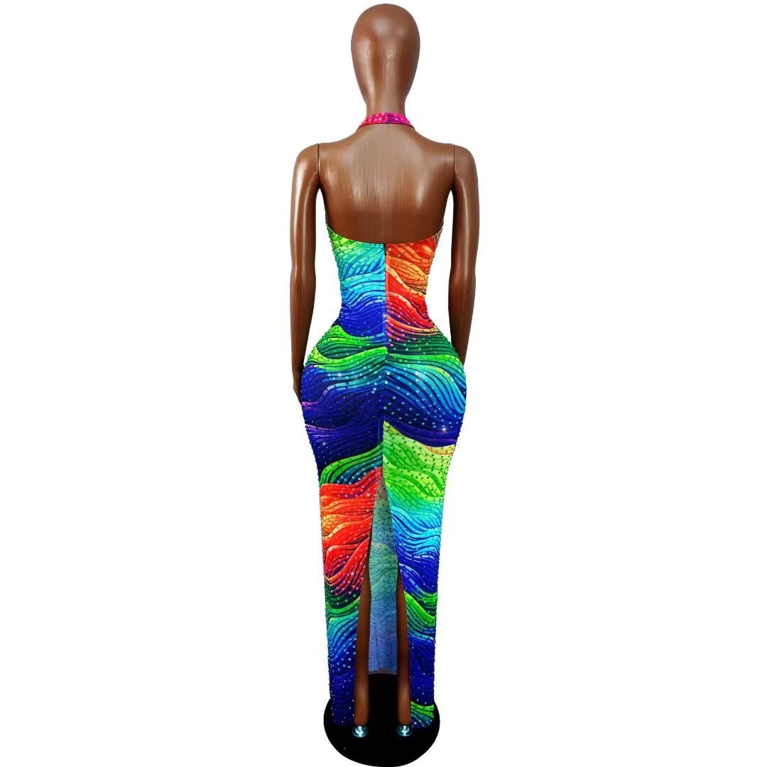 불규칙한 라인 패턴 디자인의 반짝이는 라인스톤 장식 드 - Women Fashion Designer Dresses Photos 리뷰 및 가격